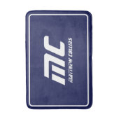 Blauw Modern Monogram Schoon Minimale Naam Tekst v Badmat (Voorkant Verticaal)