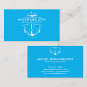 Blauw Modern Nautisch Anker Visitekaartje (Voorkant / Achterkant)