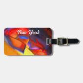 BLAUW MODERN ONTWERP BLAUW-ORANJE-GEEL BAGAGELABEL (Voorkant horizontaal)