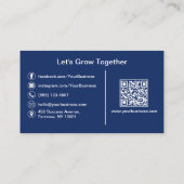 Blauw Modern Professioneel Aangepaste Foto & QR-co Visitekaartje (Achterkant)