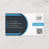 Blauw Modern Professioneel Bedrijf Scannable Visitekaartje (Voorkant)