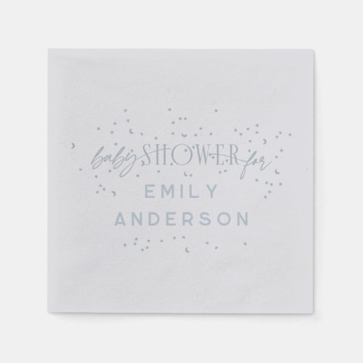 Blauw Modern Regenboog en sterren Blauw Baby showe Servet (Voorkant)