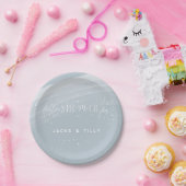 Blauw Modern Regenboog en sterren Wit Baby shower Papieren Bordje (Feest)