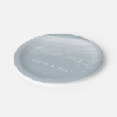 Blauw Modern Regenboog en sterren Wit Baby shower Papieren Bordje (Gekanteld)