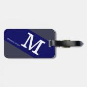 Blauw & modern reismonogram bagagelabel (Achterkant horizontaal)