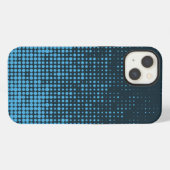 Blauw, modern, retro, cool, trendy puntpatroon iPhone hoesje (Achterkant horizontaal)