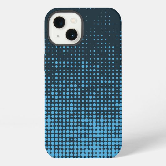 Blauw, modern, retro, cool, trendy puntpatroon iPhone hoesje (Achterkant)
