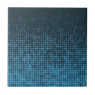 Blauw, modern, retro, cool, trendy puntpatroon tegeltje