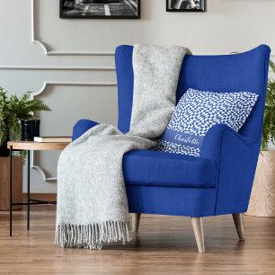 Blauw modern retro spiraal geruit aangepaste naam kussen