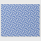 Blauw modern retro spiraal geruit cadeaupapier (Vlak)