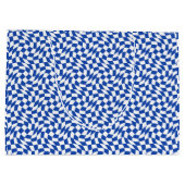 Blauw modern retro spiraal geruit groot cadeauzakje (Achterkant)