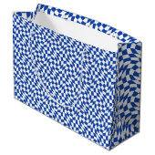 Blauw modern retro spiraal geruit groot cadeauzakje (Achterkant Gekanteld)