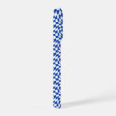 Blauw modern retro spiraal geruit iPhone hoesje (Rechterkant)