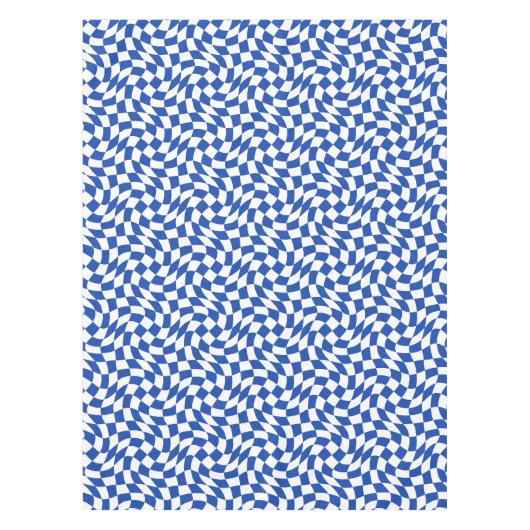 Blauw modern retro spiraal geruit tafelkleed (Voorkant)