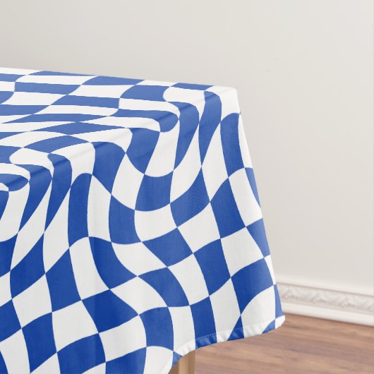 Blauw modern retro spiraal geruit tafelkleed (Voorbeeld)