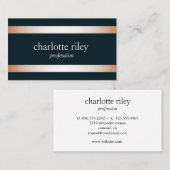 Blauw | Modern Roos gouden strepen stijlvol Visitekaartje (Voorkant / Achterkant)