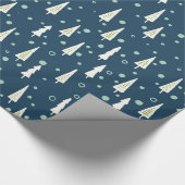 Blauw Modern Rustiek Land Kerstbomen Vakantie Cadeaupapier (Hoek)