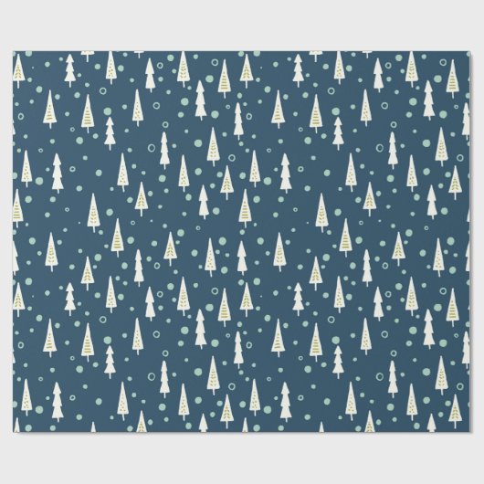 Blauw Modern Rustiek Land Kerstbomen Vakantie Cadeaupapier (Vlak)