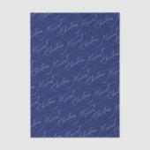 Blauw modern schrift Allerheiligste Kerstmis Tissuepapier (Voorkant)