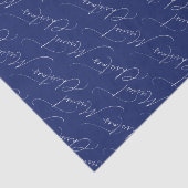 Blauw modern schrift Allerheiligste Kerstmis Tissuepapier (Detail)
