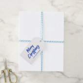 Blauw Modern Schrift Borstel Prettig Kerstfeest Cadeaulabel (Met Touw)