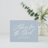Blauw modern script afstuderen advieskaart (Staand voorkant)