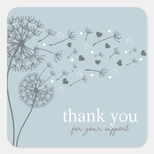 Blauw Modern Script Bedankt Business Vierkante Sticker (Voorkant)