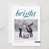 Blauw modern script, Bright dagen vóór foto Feestdagenkaart (Voorkant)