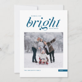 Blauw modern script, Bright dagen vóór foto Feestdagenkaart