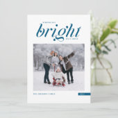 Blauw modern script, Bright dagen vóór foto Feestdagenkaart (Staand voorkant)