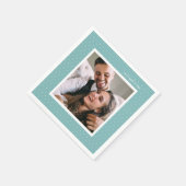 Blauw Modern Script en Chic Stippen Trouwfoto Servetten (Hoek)