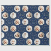 Blauw modern script Prettig kerstfeest Familie 6 f Cadeaupapier (Vlak)