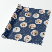 Blauw modern script Prettig kerstfeest Familie 6 f Cadeaupapier (Uitgerold)