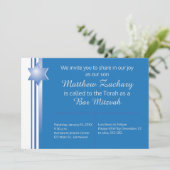 Blauw Modern Star Bar Mitzvah Kaart (Staand voorkant)