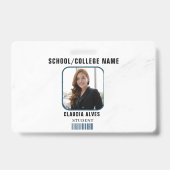 Blauw modern studentenportret bedrijf badge (Achterkant)