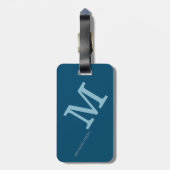 Blauw Modern Travel Monogram Bagagelabel (Achterkant verticaal)