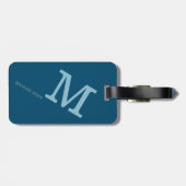 Blauw Modern Travel Monogram Bagagelabel (Achterkant horizontaal)