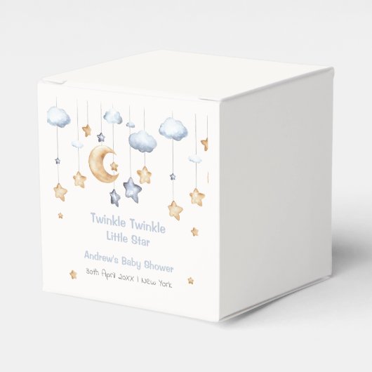Blauw Modern Twinkle Twinkle Baby shower Bedankdoosjes (Voorkant Zijde)
