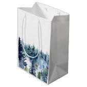 Blauw Modern Vrolijk Kerstbomen bos regenherten Medium Cadeauzakje (Achterkant Gekanteld)