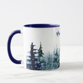 Blauw Modern Vrolijk Kerstbomen bos regenherten Mok (Links)