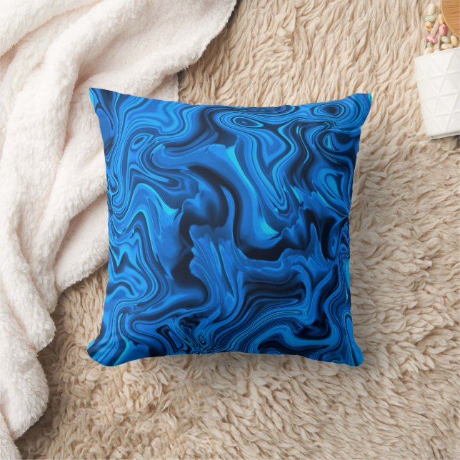 Blauw Modern Waterverf Art Kussen (Deken)