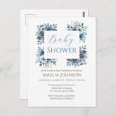 Blauw modern Waterverf Baby shower Briefkaart (Voorkant / Achterkant)