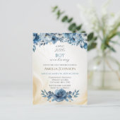 Blauw modern Waterverf Baby shower Briefkaart (Staand voorkant)