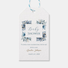 Blauw modern Waterverf Baby shower Cadeaulabel