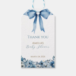 Blauw modern Waterverf Baby shower Cadeaulabel