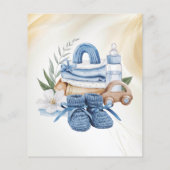 Blauw modern Waterverf Baby shower Flyer (Achterkant)