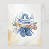 Blauw modern Waterverf Baby shower Flyer (Achterkant)