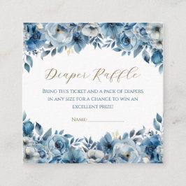 Blauw modern Waterverf Baby shower Informatiekaartje