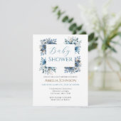 Blauw modern Waterverf Baby shower Kaart (Staand voorkant)