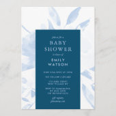 Blauw modern Waterverf Baby shower Kaart (Voorkant)